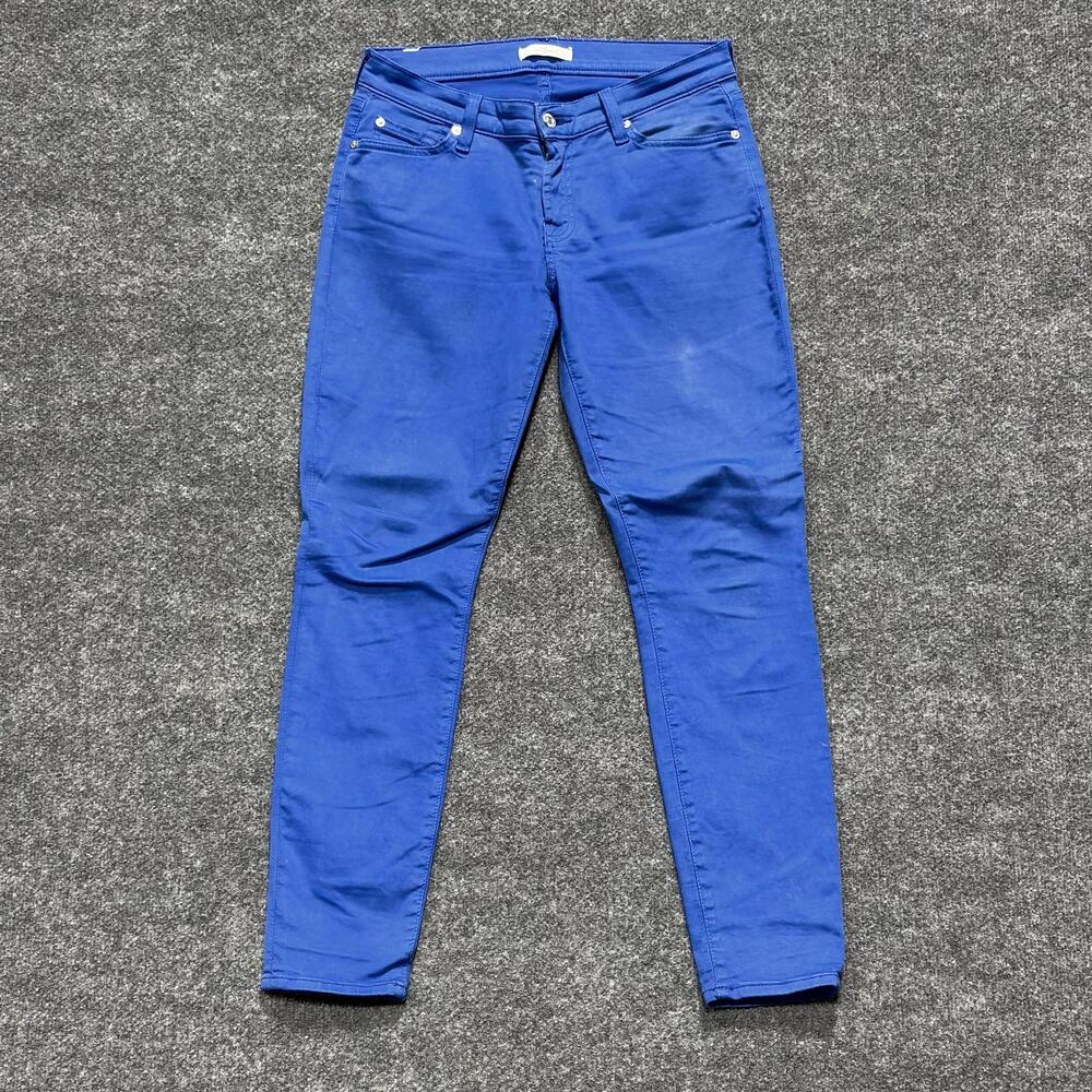 7 For All Mankind Jeans Womens 28 Blue Mid Rise Skinny Stretch Made USA Denim